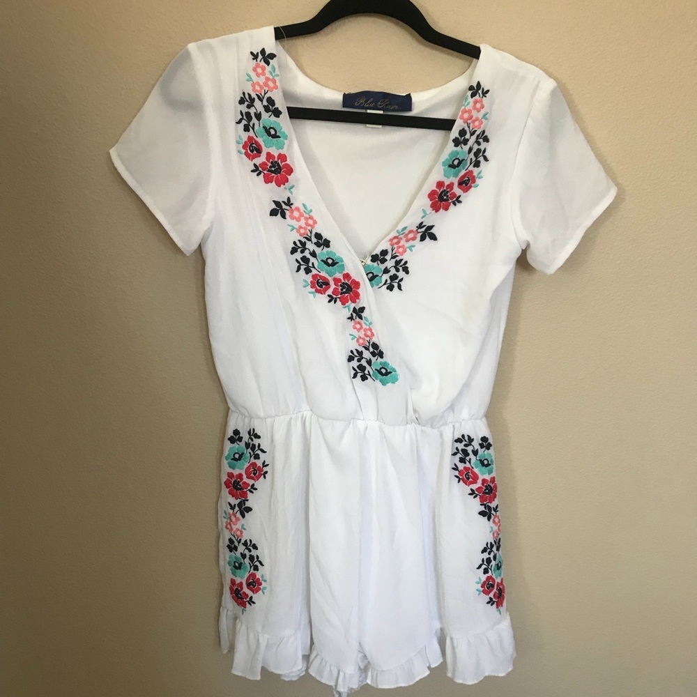 White ruffled romper